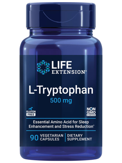 Life Extension L-Tryptophan 500 mg capsules front view
