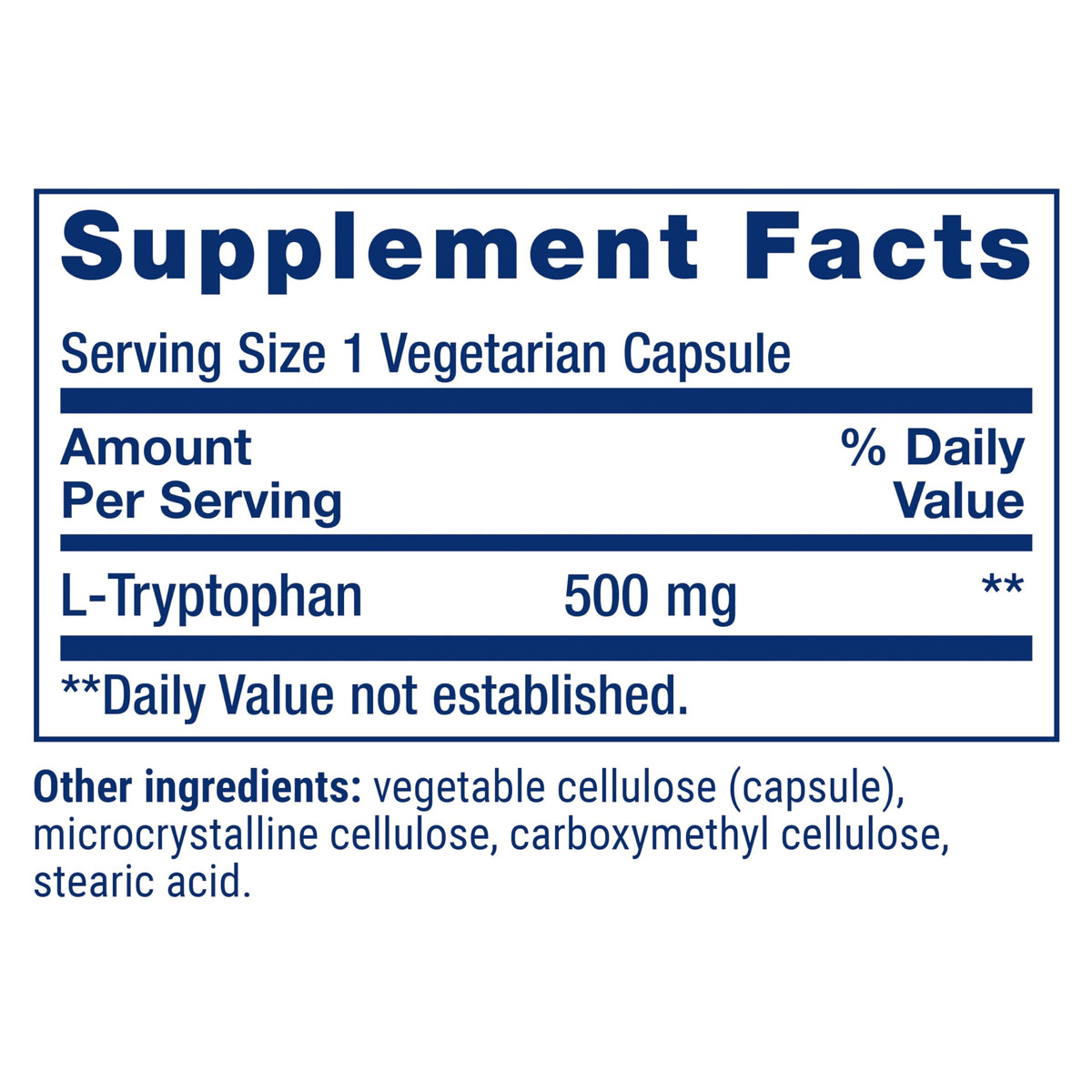 Life Extension L-Tryptophan 500 mg capsules in packaging