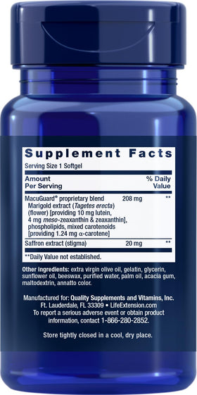 Life Extension MacuGuard Ocular Support with Saffron - softgels close-up