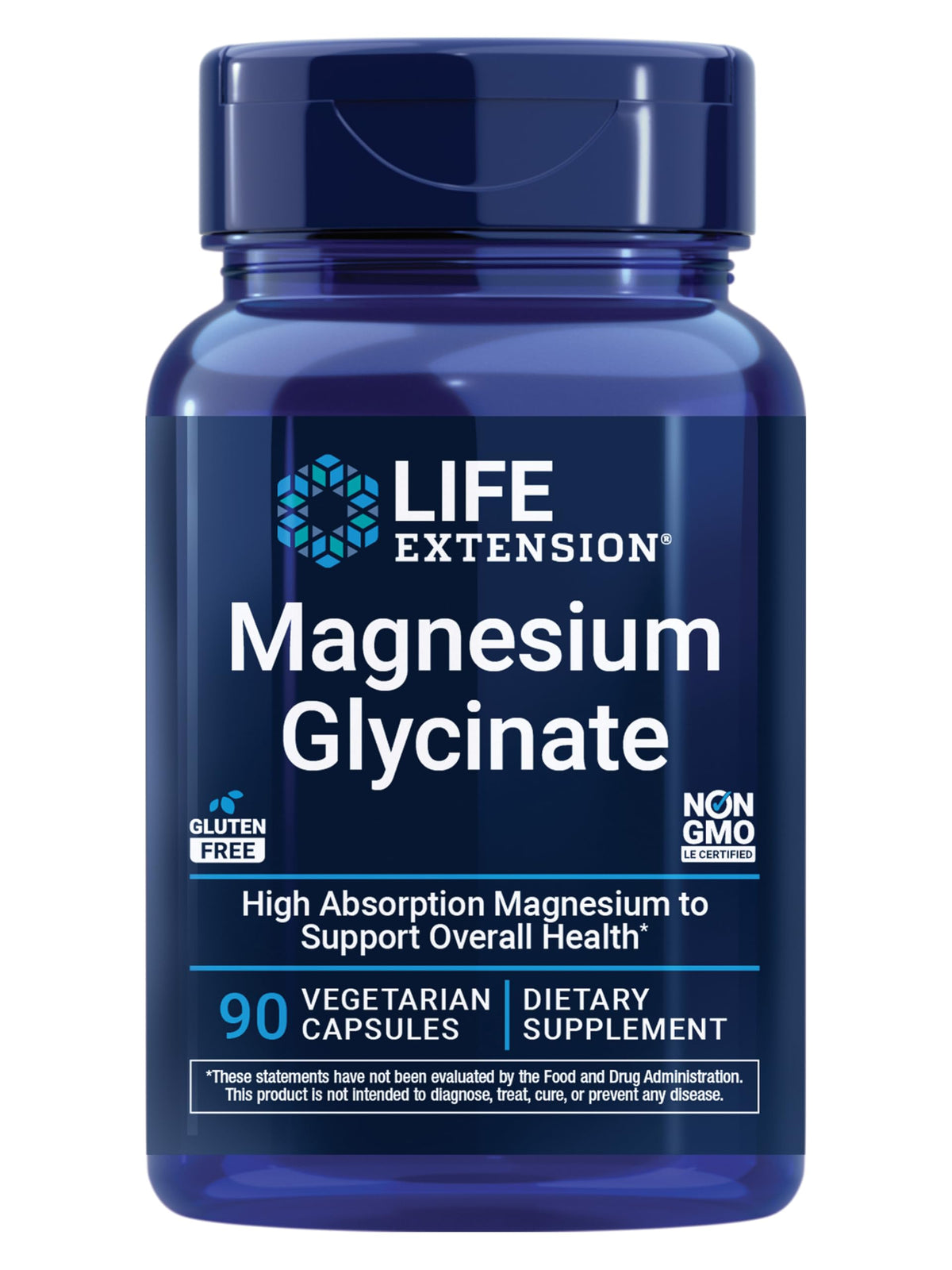 Life Extension Magnésium Glycinate 105 mg 90 capsules front view