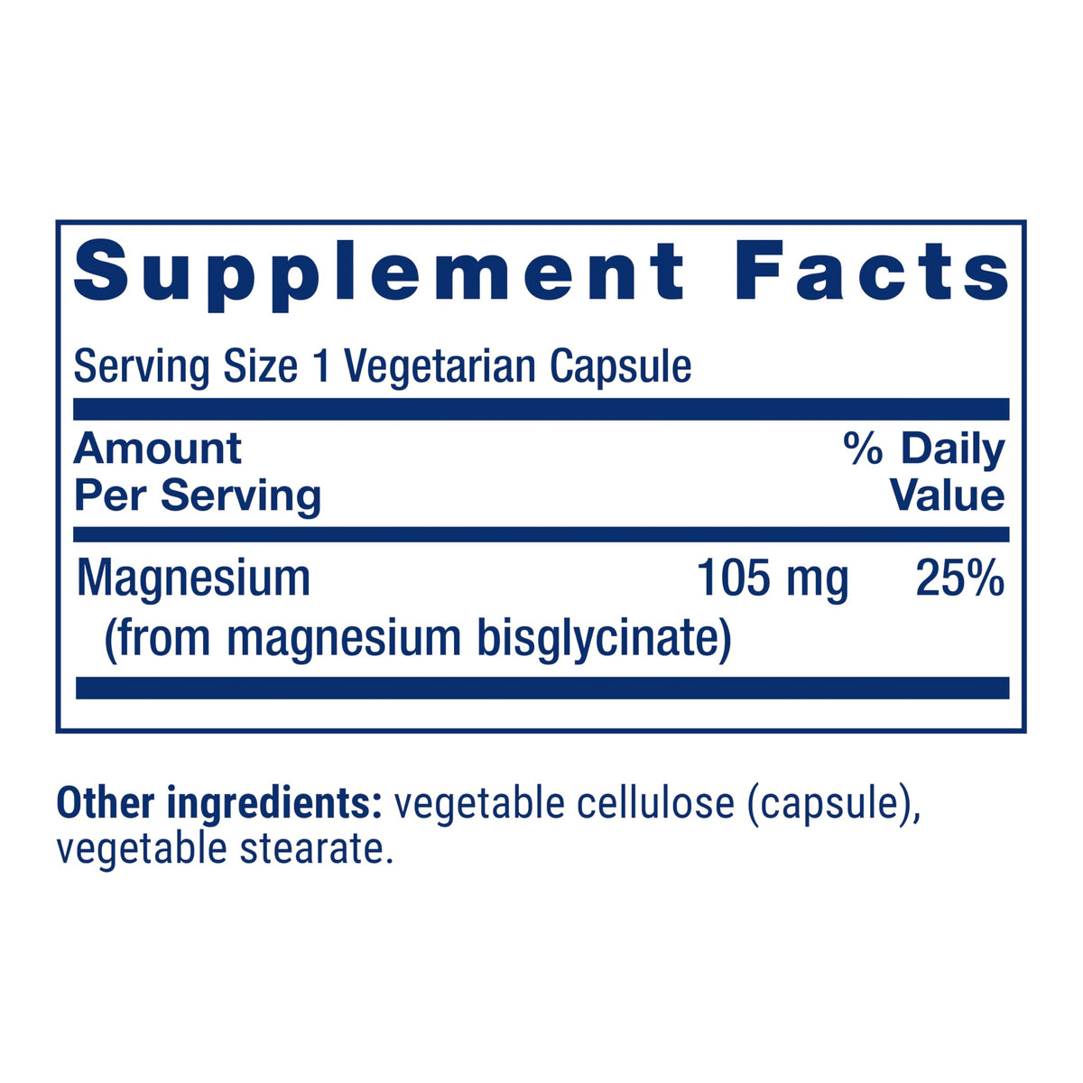 Life Extension Magnésium Glycinate 90 capsules side view