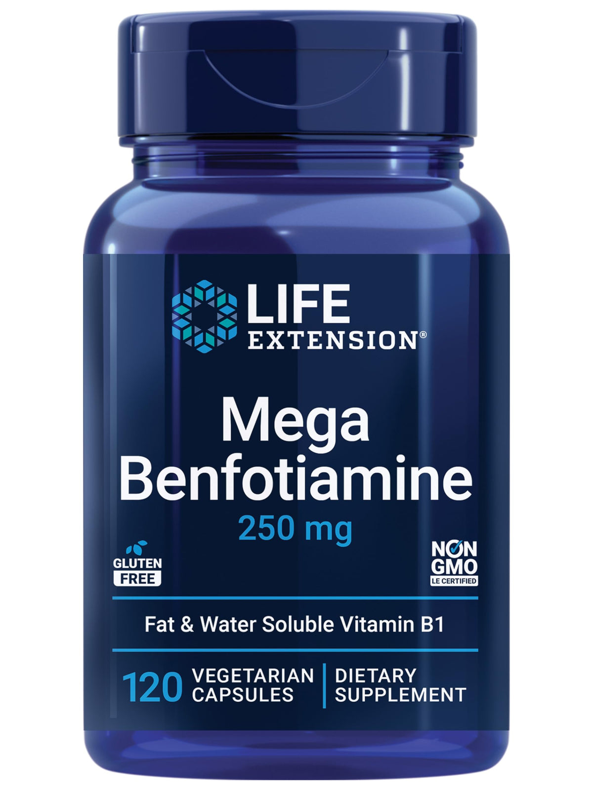 Life Extension Mega Benfotiamine 250 mg 120 capsules front view