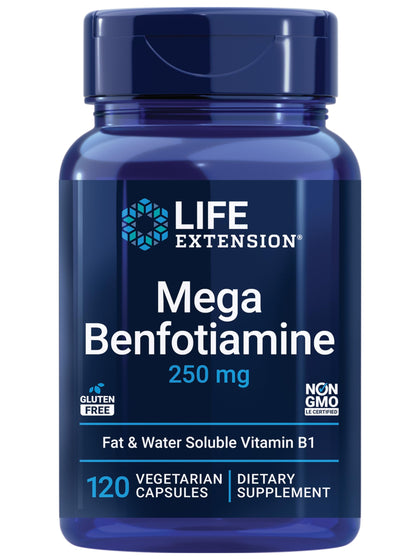 Life Extension Mega Benfotiamine 250 mg 120 capsules front view