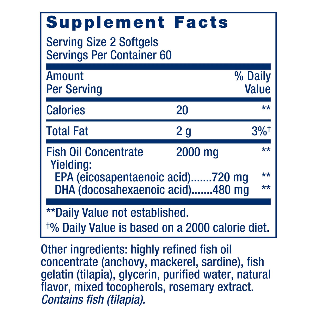 Life Extension Mega EPA/DHA 120 capsules côté avec étiquette