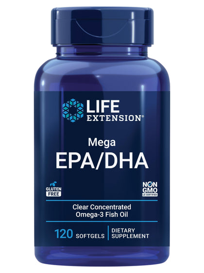Life Extension Mega EPA/DHA 120 capsules vue de face