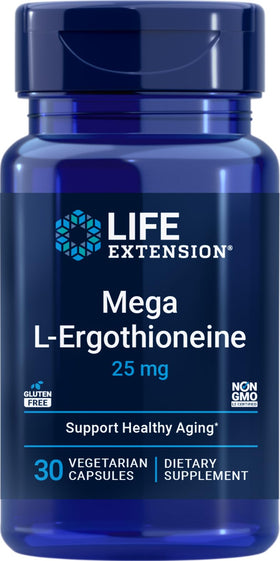 Life Extension Mega L-Ergothioneine 25 mg, 30 capsules, boîte avant