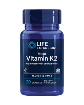 Life Extension Mega Vitamin K2 45 mg Capsules, vue de face