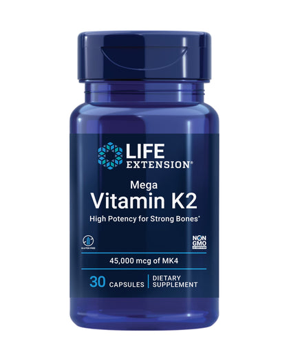Life Extension Mega Vitamin K2 45 mg Capsules, vue de face