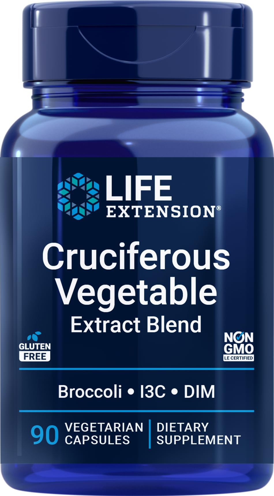Life Extension Mélange d'Extraits de Légumes Crucifères 90 Capsules Végétariennes vue de face