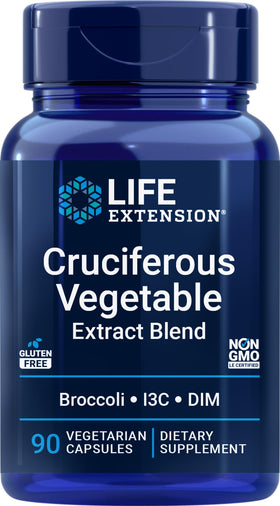 Life Extension Mélange d'Extraits de Légumes Crucifères 90 Capsules Végétariennes vue de face