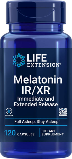 Life Extension Melatonin IR/XR 120 capsules vue avant du packaging