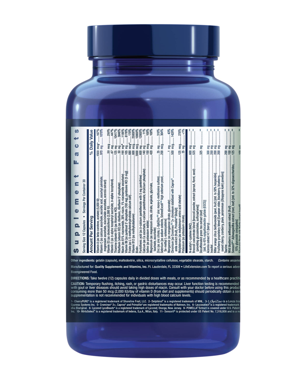 Life Extension Mix Capsules sans Cuivre 360 capsules vue de dos