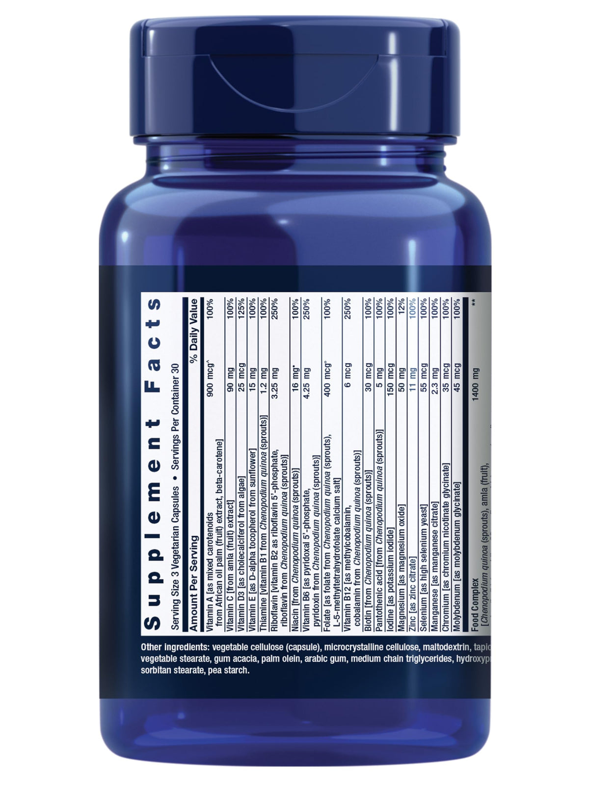 Life Extension Multivitamines Complet, étiquette et informations nutritionnelles