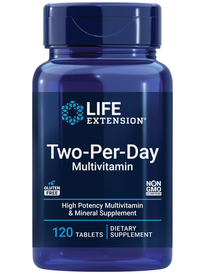 Life Extension Multivitamines Deux Par Jour - 120 comprimés, vue de face