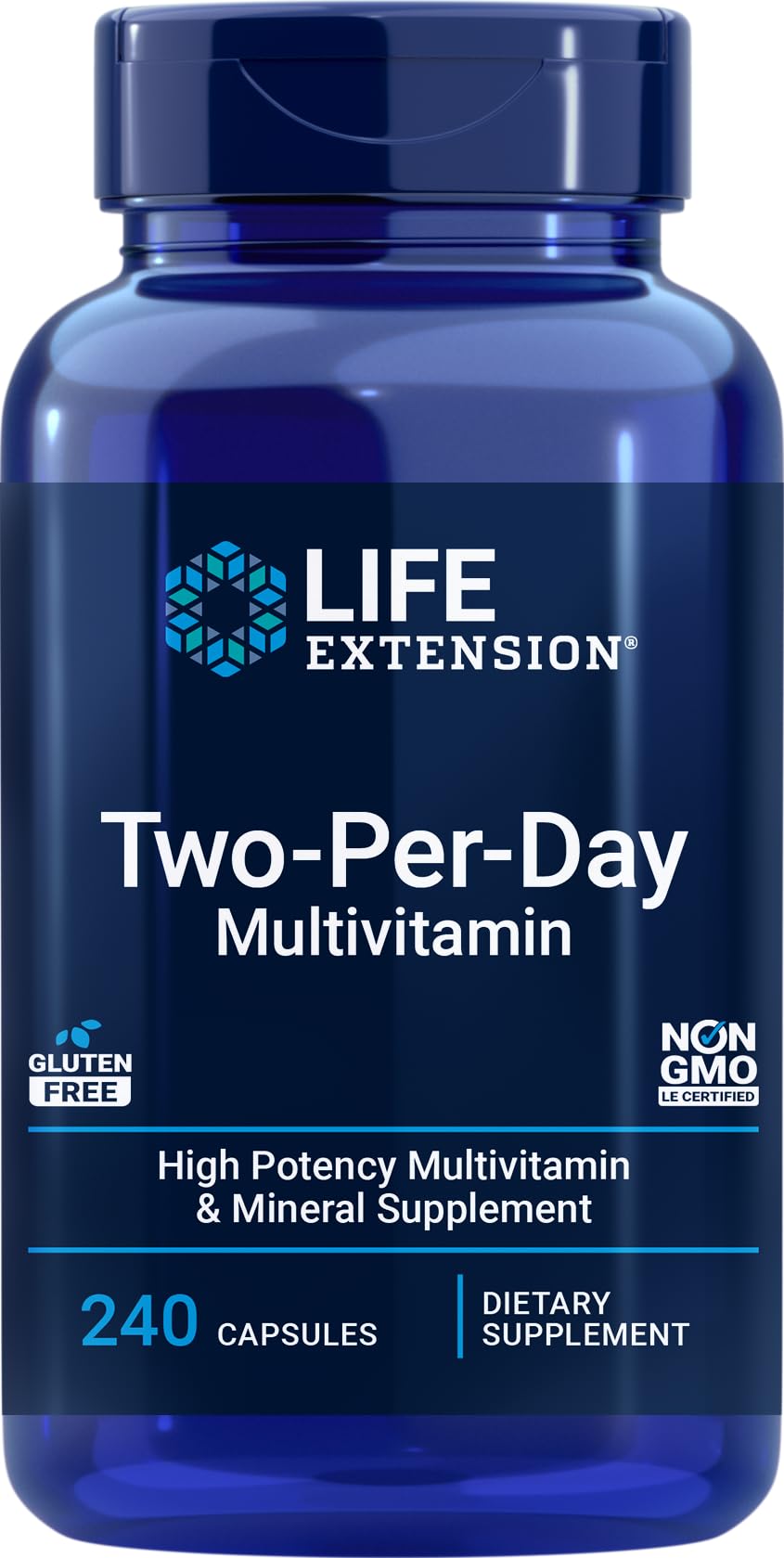 Life Extension Multivitamines Deux Par Jour 240 Capsules vue de face