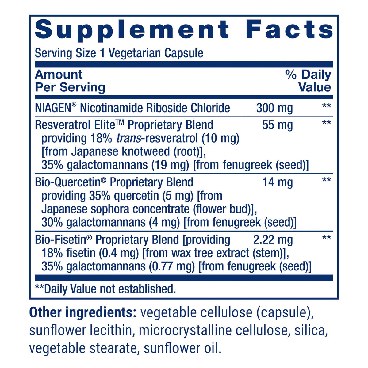 Life Extension NAD+ Cell Regenerator 300 mg étiquette
