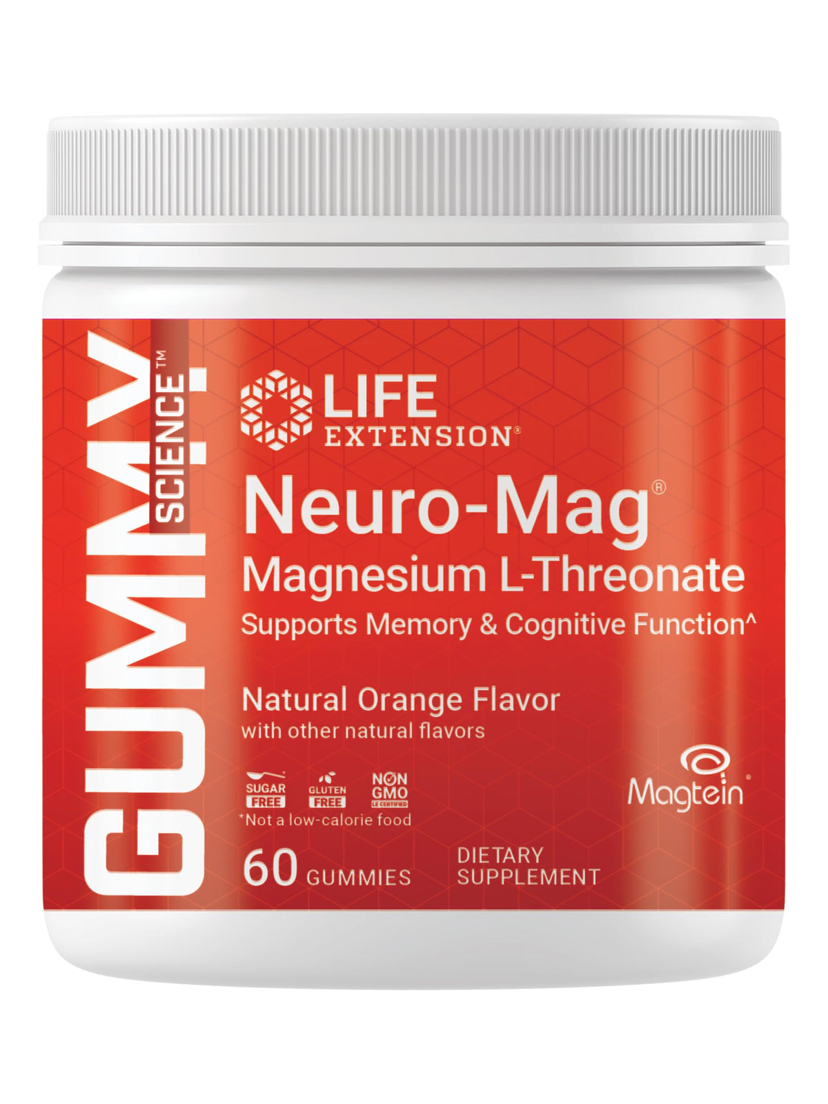 Life Extension Neuro-Mag® 60 gommes en bouteille vue de face