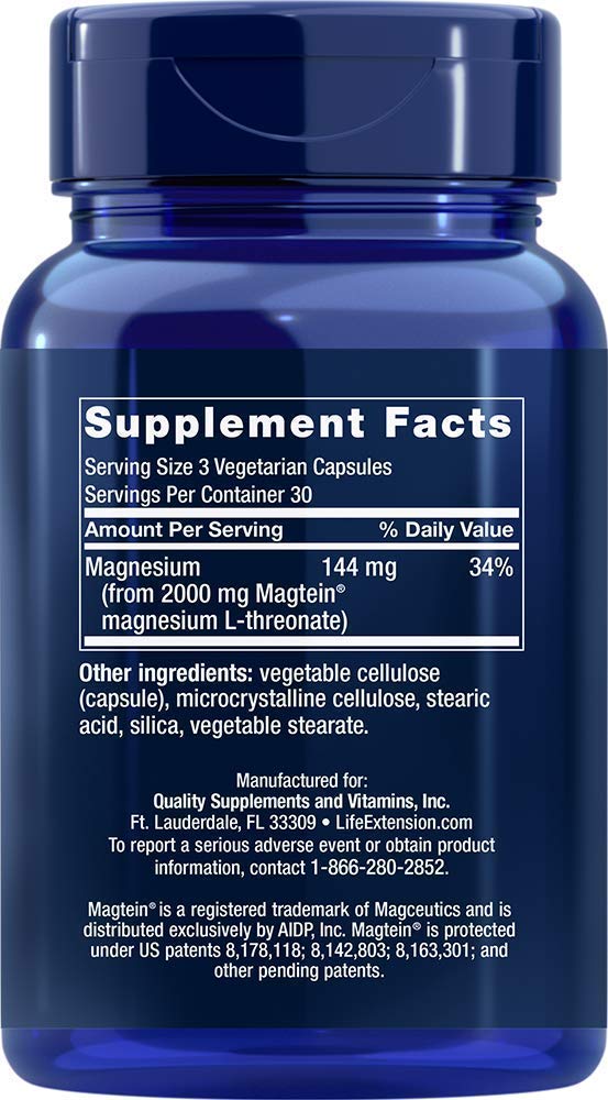 Life Extension Neuro-mag capsules sur fond blanc