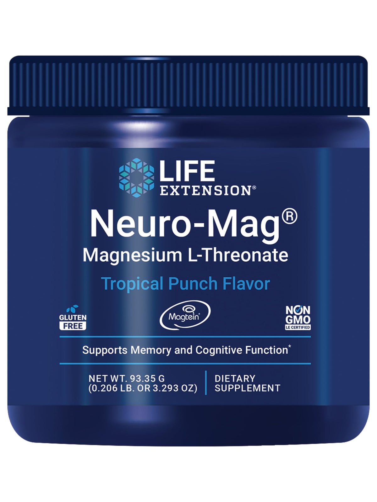 Life Extension Neuro-Mag Poudre de Magnésium L-Thréonate 141g vue avant