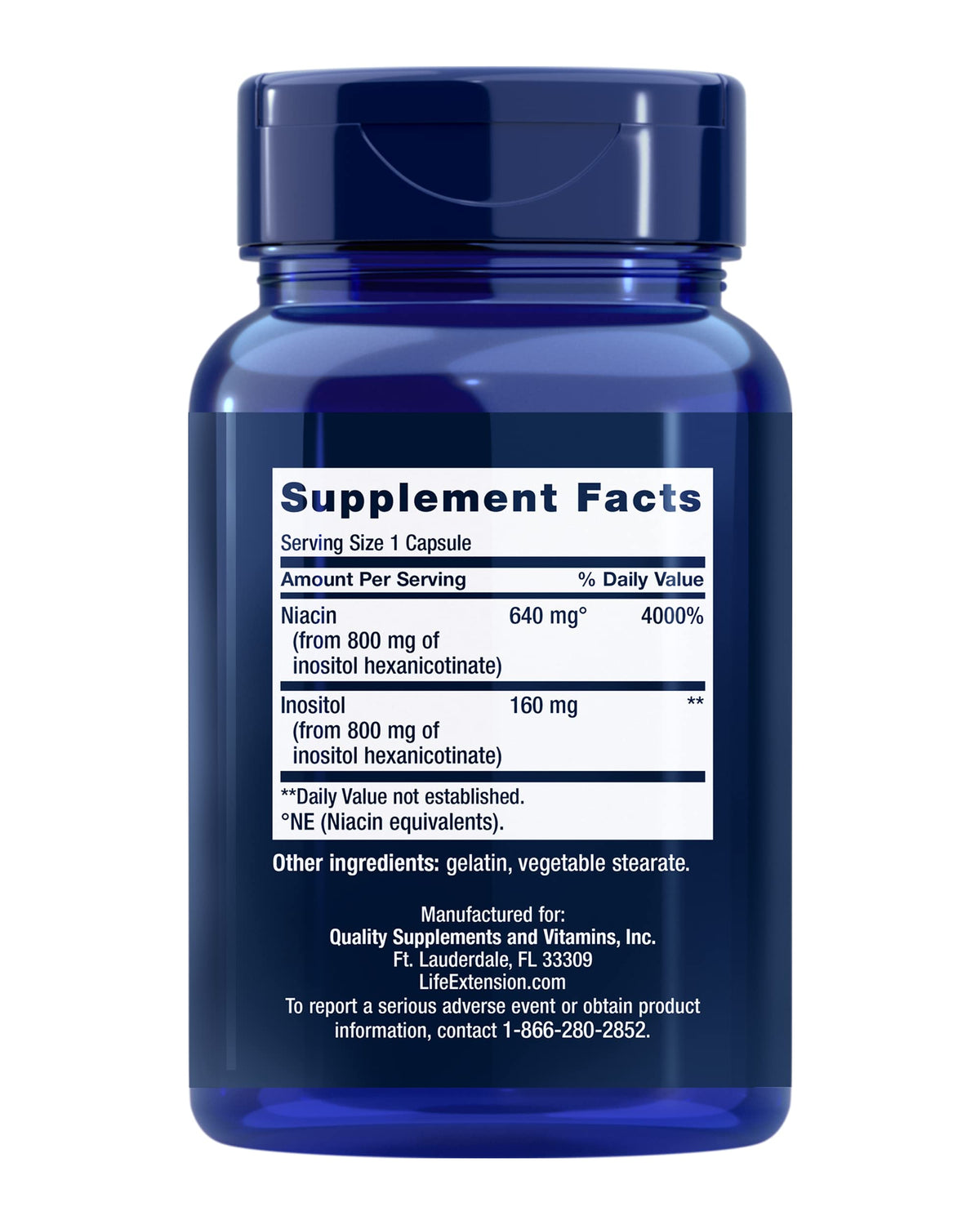 Life Extension Niacine sans Flush 640 mg capsules avant
