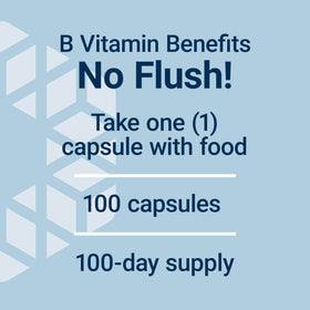 Life Extension Niacine sans Flush 640 mg capsules sur fond blanc