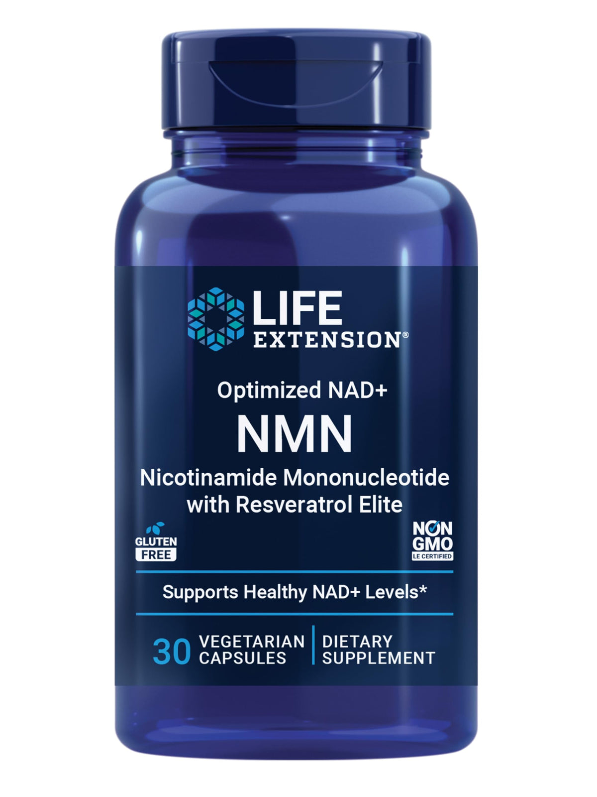 Life Extension NMN avec Resvératrol Elite 30 capsules végétales, vue de face