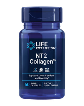 Life Extension NT2 Collagen™ 60 capsules avec étiquette sur fond blanc