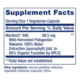 Life Extension Optimized Fucoidan 60 Capsules - étiquette détaillée