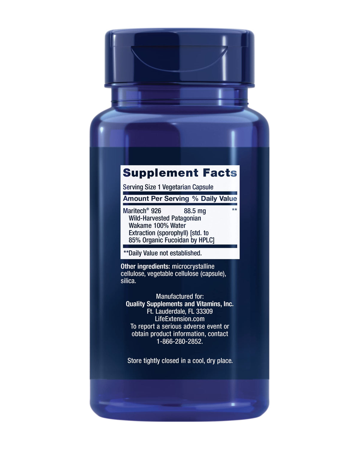 Life Extension Optimized Fucoidan 60 Capsules - vue arrière