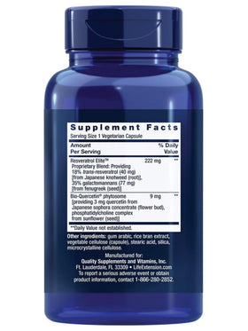 Life Extension Optimized Resveratrol Elite 222 mg gélules côté