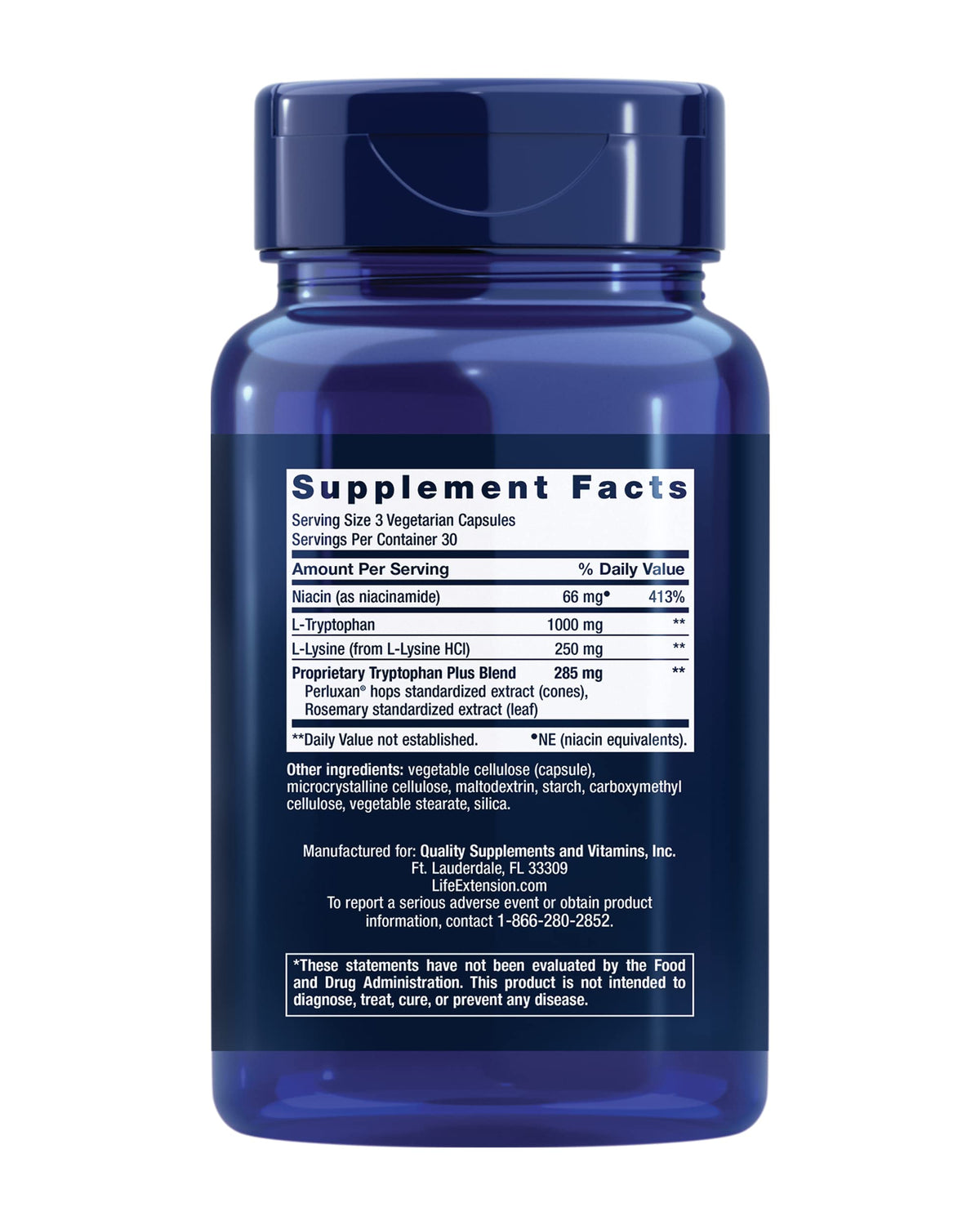 Life Extension Optimized Tryptophan Plus 1000mg gélules sur une table en bois