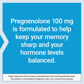 Life Extension Pregnenolone 100 mg avec étiquette claire