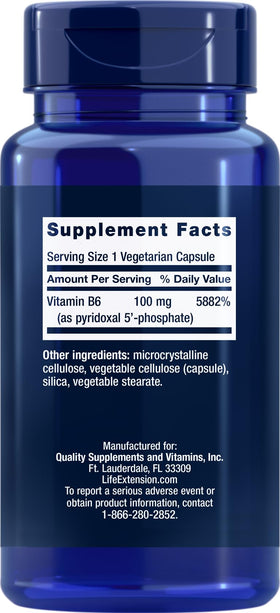 Life Extension Pyridoxal-5'-Phosphate 100 mg capsules à l'intérieur