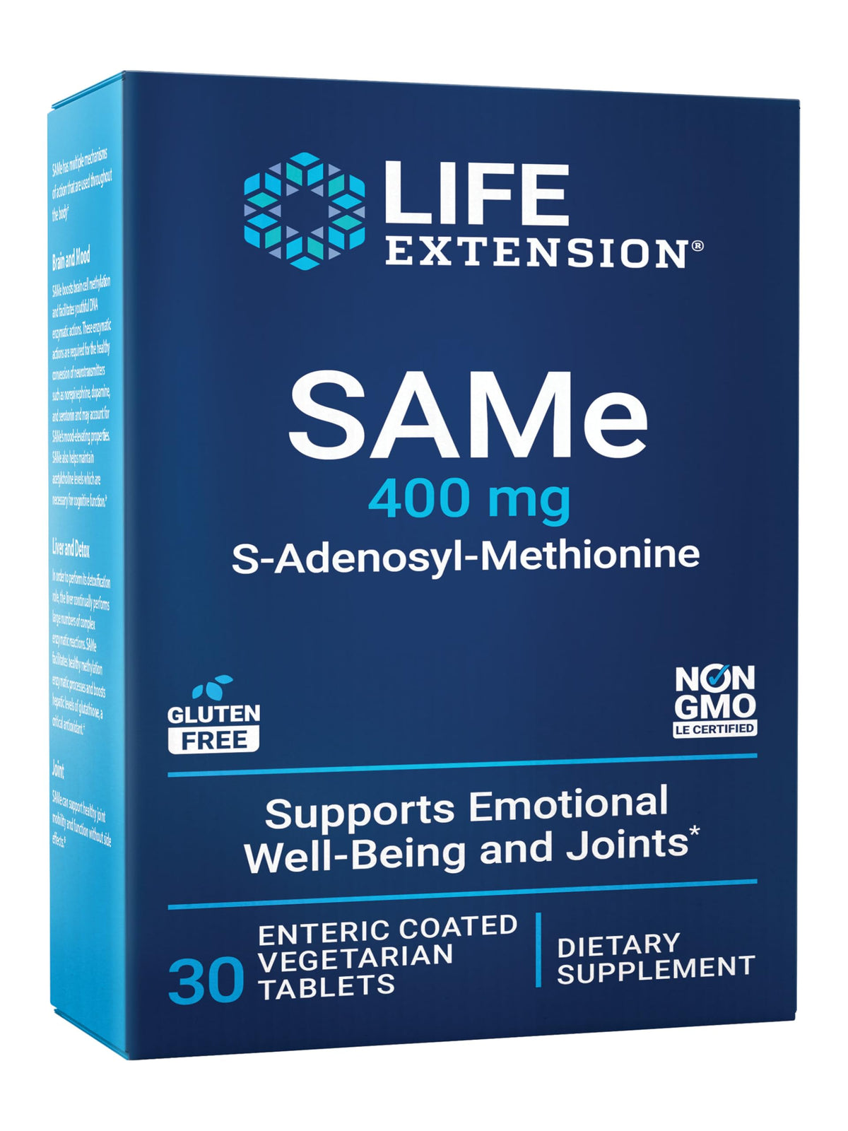 Life Extension SAMe 30 Tablettes boîte vue de face