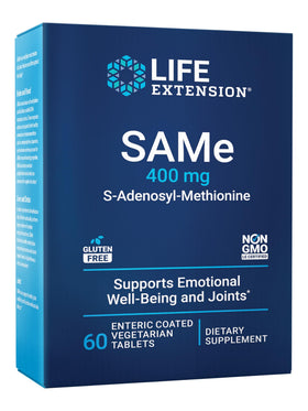 Life Extension SAMe 400 mg boîte avant avec 60 comprimés
