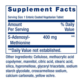 Life Extension SAMe 400 mg côté de la boîte avec dimensions
