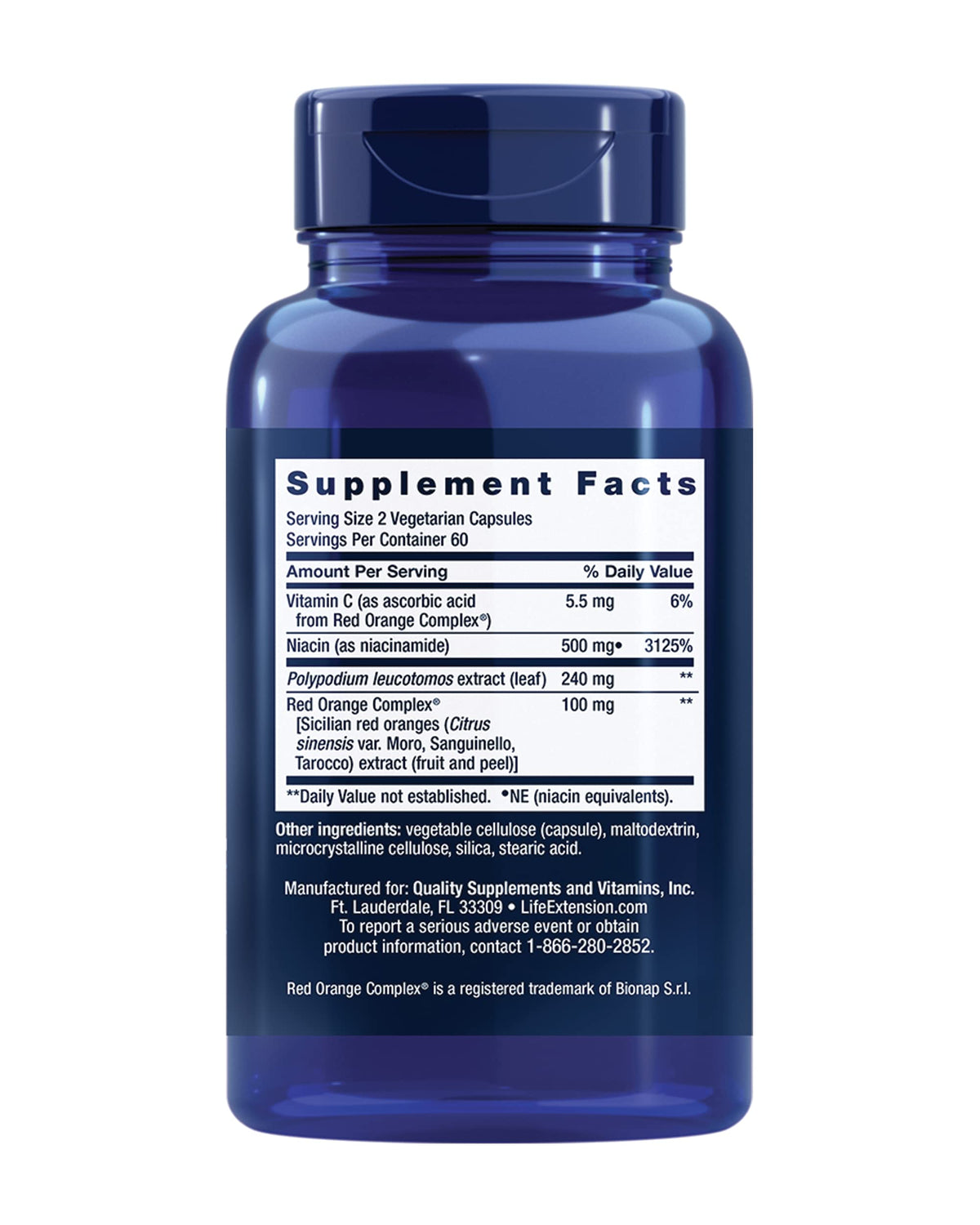 Life Extension Shade Factor flacon de 120 capsules, vue arrière