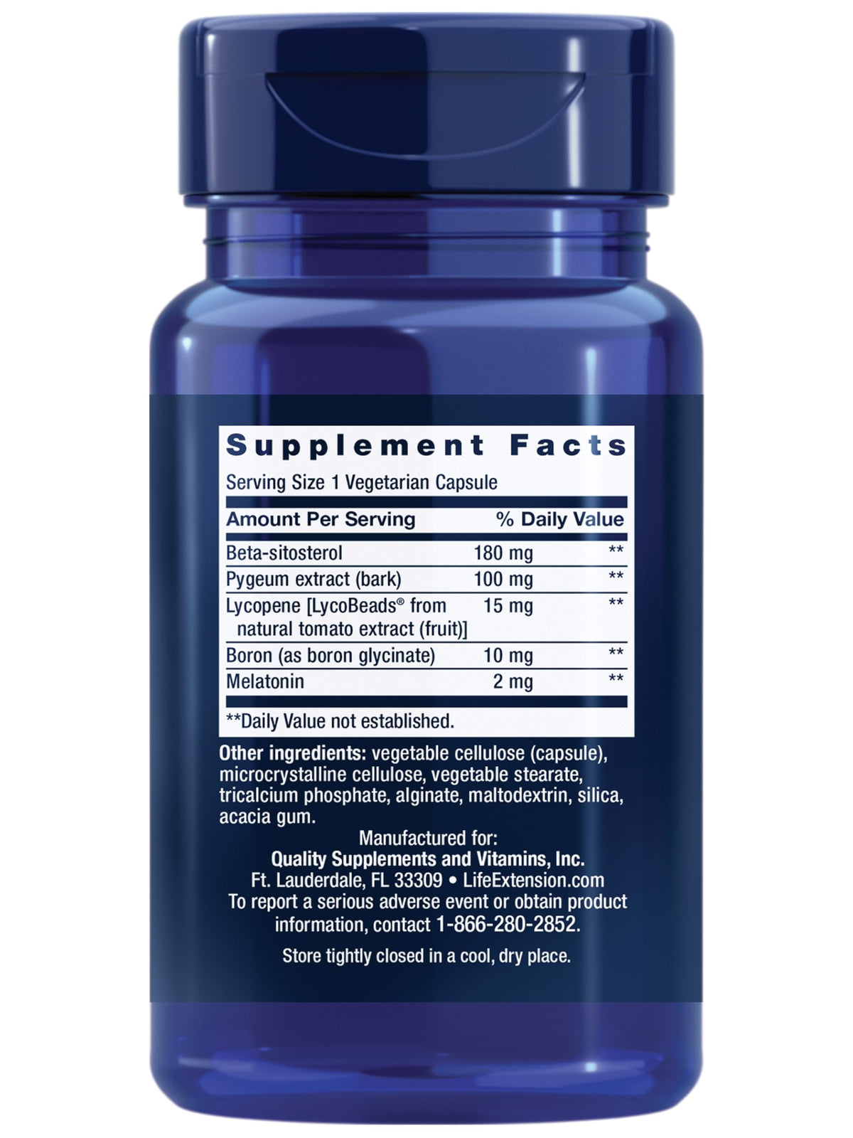 Life Extension Soutien Vésical 30 Capsules vue arrière