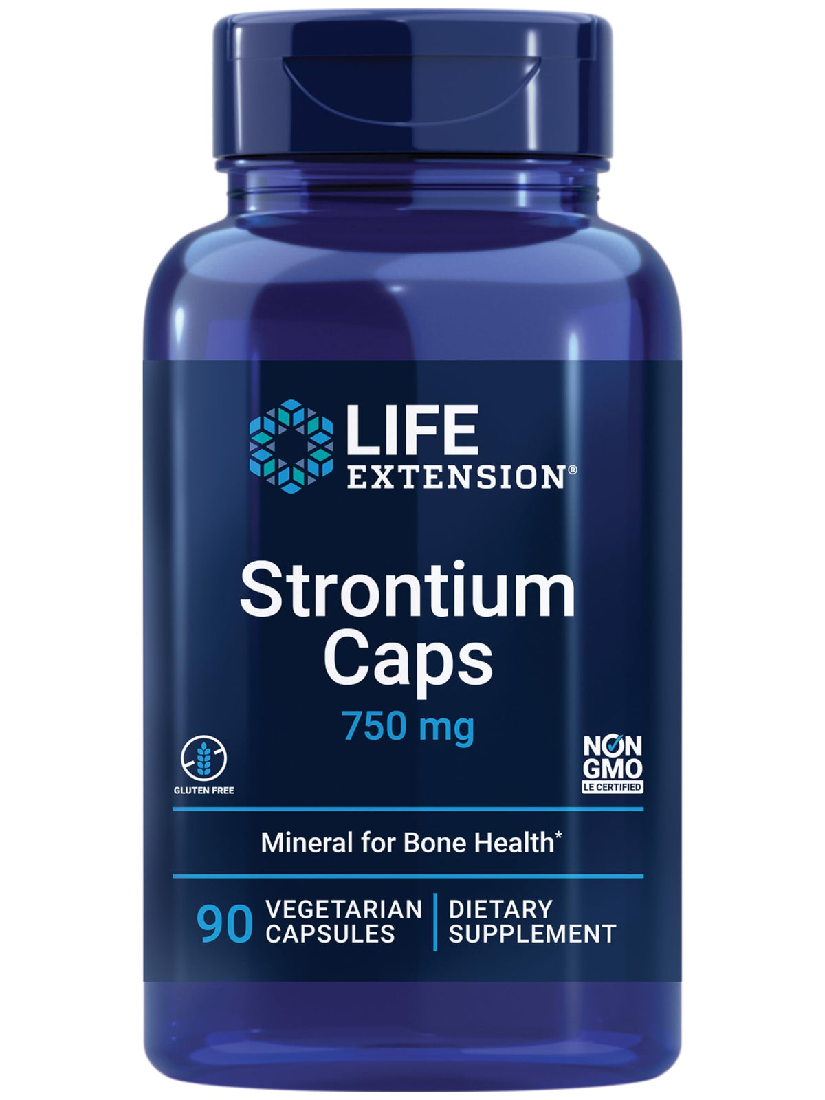Life Extension Strontium Caps 90 gélules avant avec étiquette