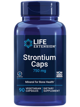 Life Extension Strontium Caps 90 gélules avant avec étiquette