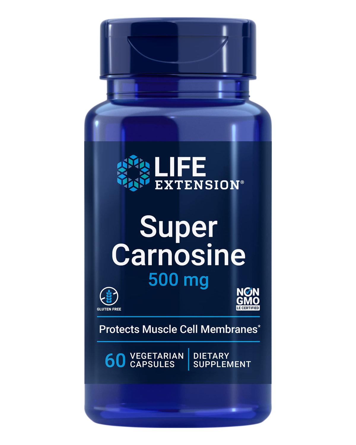 Life Extension Super Carnosine 60 Capsules - vue avant avec étiquette
