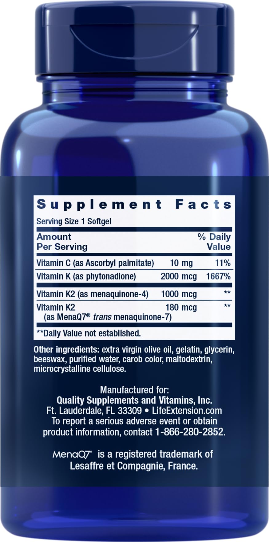 Life Extension Super K gélules avec vitamines K et K2