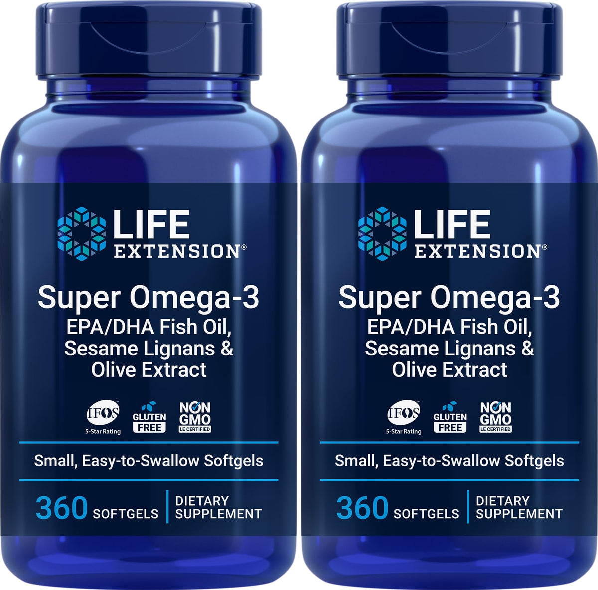 Life Extension Super Omega-3 360 gélules souples, vue avant