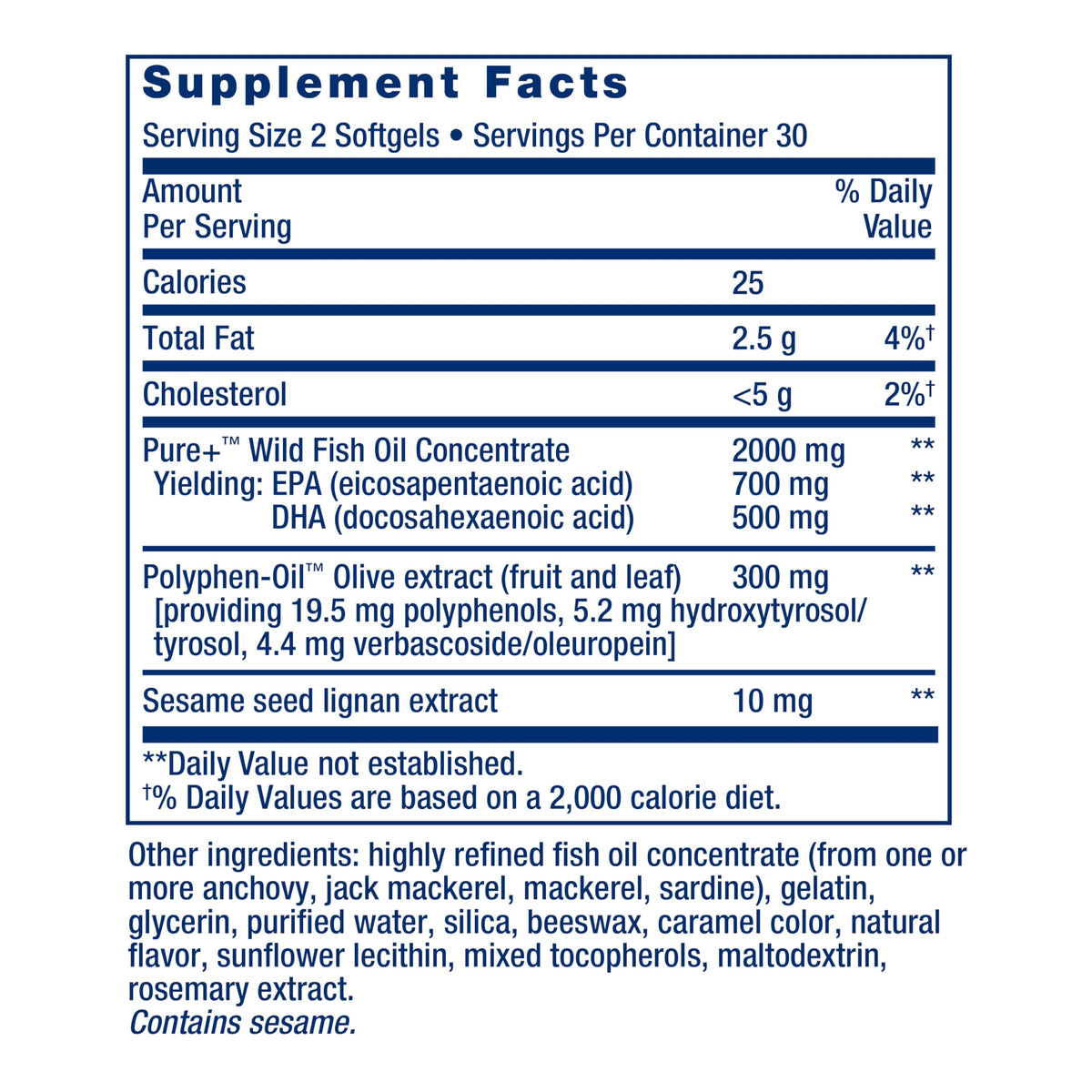 Life Extension Super Omega-3 EPA/DHA Huile de Poisson 60 Gélules – vue latérale