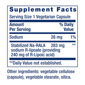 Life Extension Super R-Lipoic Acid 60 capsules side view