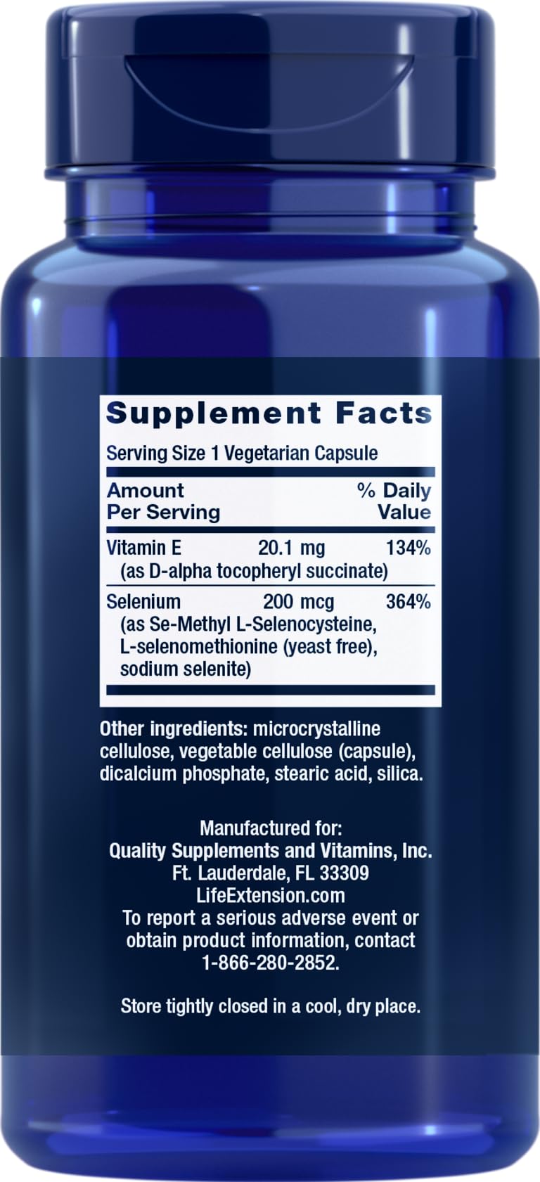 Life Extension Super Selenium Complex 200 mcg 100 capsules végétariennes arrière