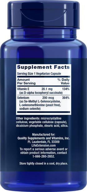 Life Extension Super Selenium Complex 200 mcg 100 capsules végétariennes arrière