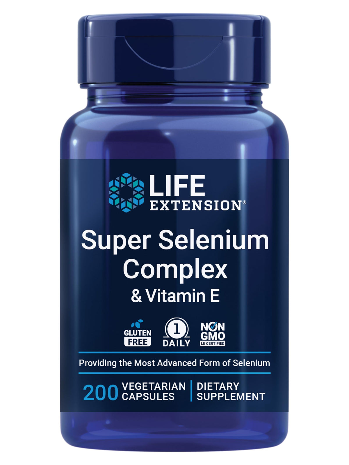 Life Extension Super Selenium Complex 200 mcg capsules front view