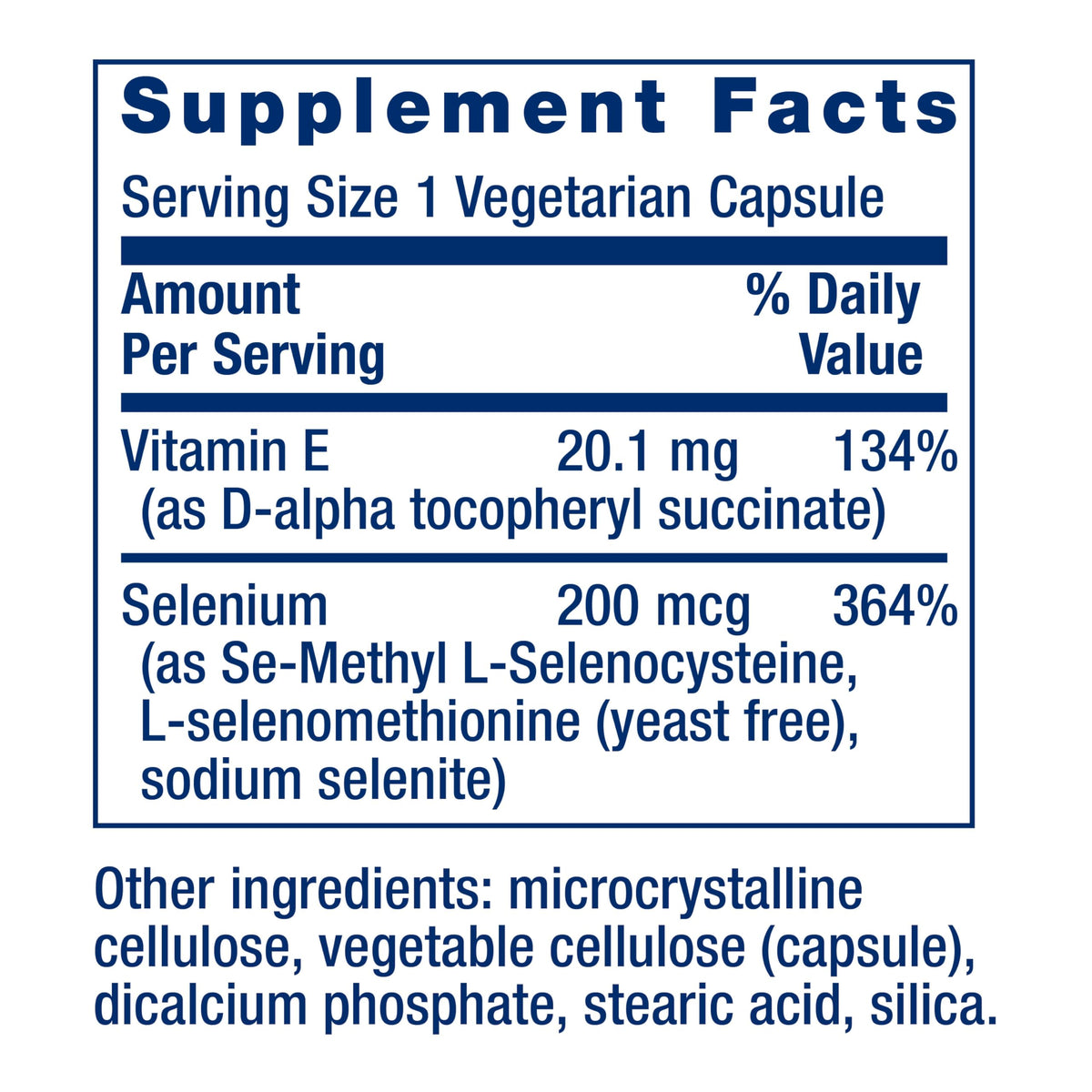 Life Extension Super Selenium Complex 200 mcg capsules side view