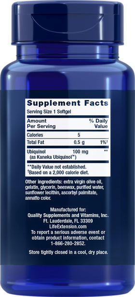 Life Extension Super Ubiquinol CoQ10 100 mg, 60 gélules, emballage